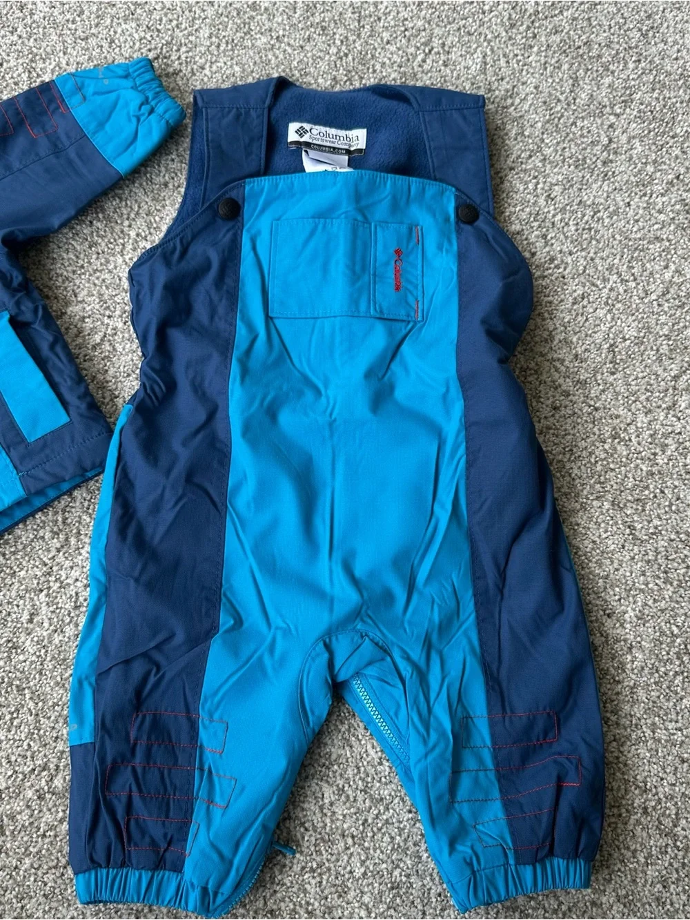 Columbia Bright Blue Hooded Jacket and Snow Bib Set